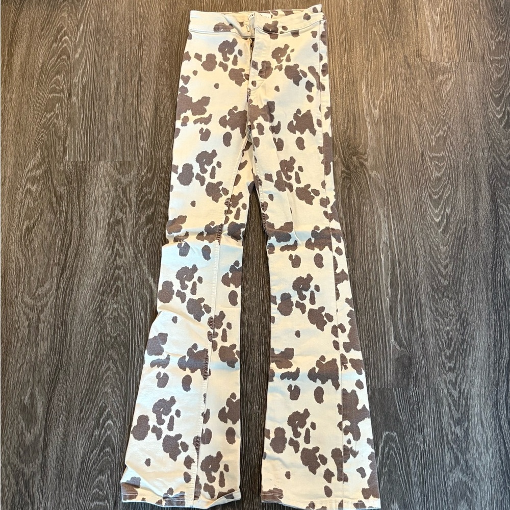 Zara Cow Print Flare Pants